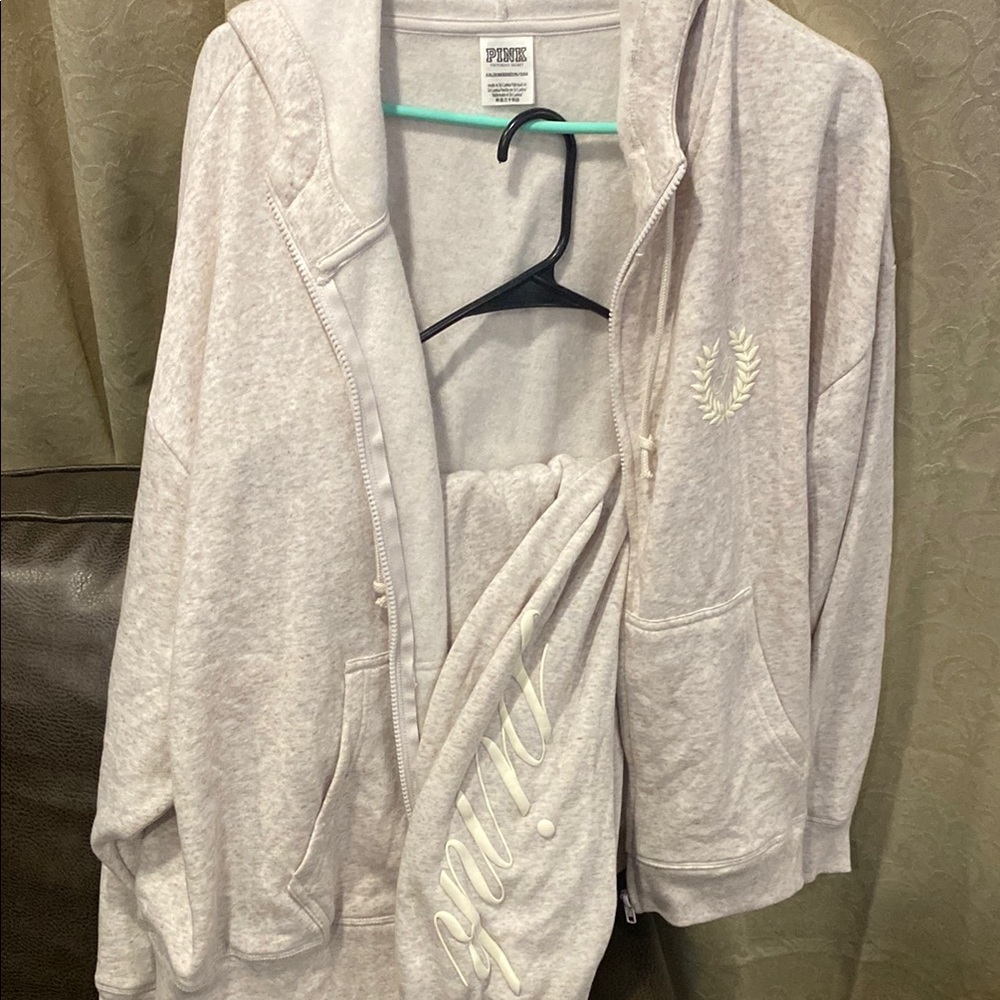 PINK Victoria's Secret Women's Cream Hoodie Jacket